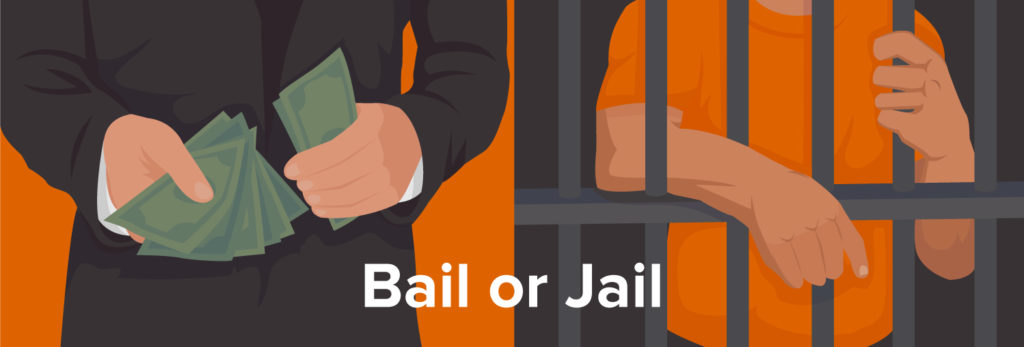 graphic of lawyer with inmate behind bars