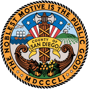 Country of San Diego Seal with the slogan "The Noblest Motive if the Public Good" with the text "MDCCCLI"
